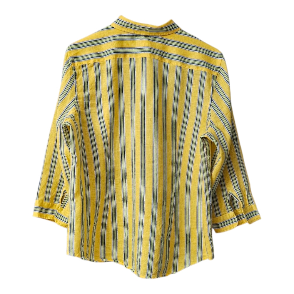 Lauren Ralph Lauren 100% Linen Button Up Shirt Women's XL Stripes Yellow - Picture 2 of 10